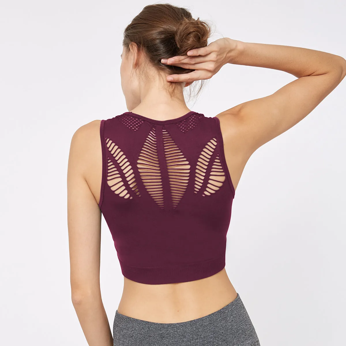 Custom active wear athletic workout yoga women's vests running exercise tank tops spandex wear seamless sports bra top fitness