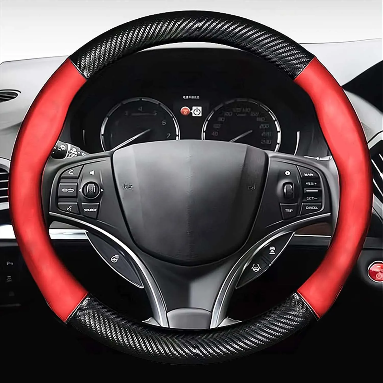 Custom  Car Steering Wheel Cover, Custom Fit For Your Cars, Leather Nonslip 3D Carbon Fiber Texture Sport Style Wheel Cover for Women, Interior Modification for All Car Accessories FD18992