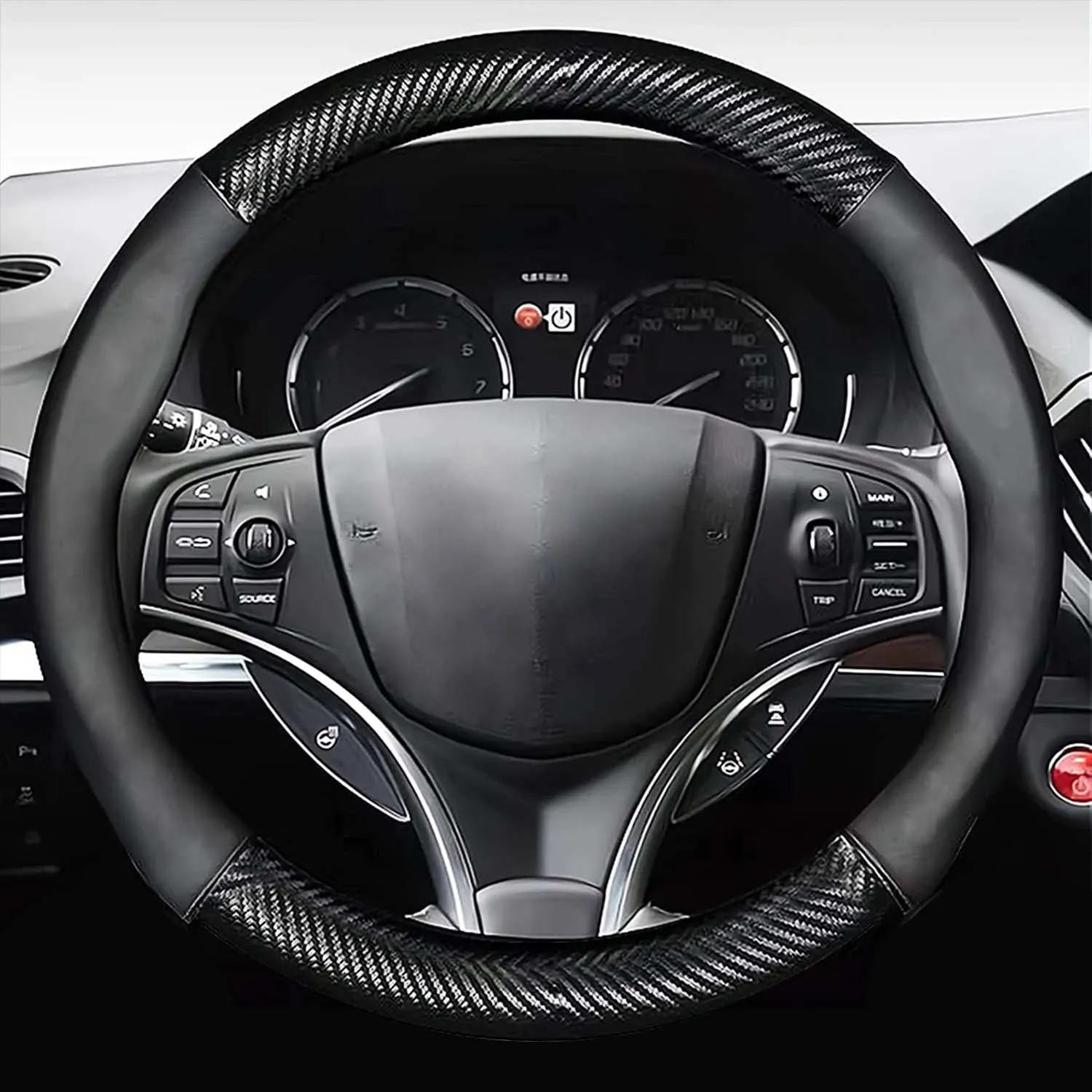 Custom  Car Steering Wheel Cover, Custom Fit For Your Cars, Leather Nonslip 3D Carbon Fiber Texture Sport Style Wheel Cover for Women, Interior Modification for All Car Accessories JG18992