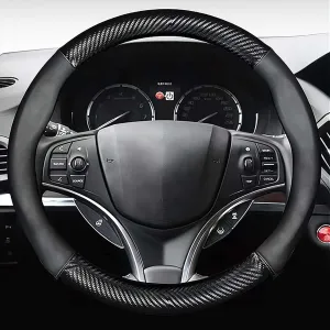 Custom  Car Steering Wheel Cover, Custom Fit For Your Cars, Leather Nonslip 3D Carbon Fiber Texture Sport Style Wheel Cover for Women, Interior Modification for All Car Accessories JG18992