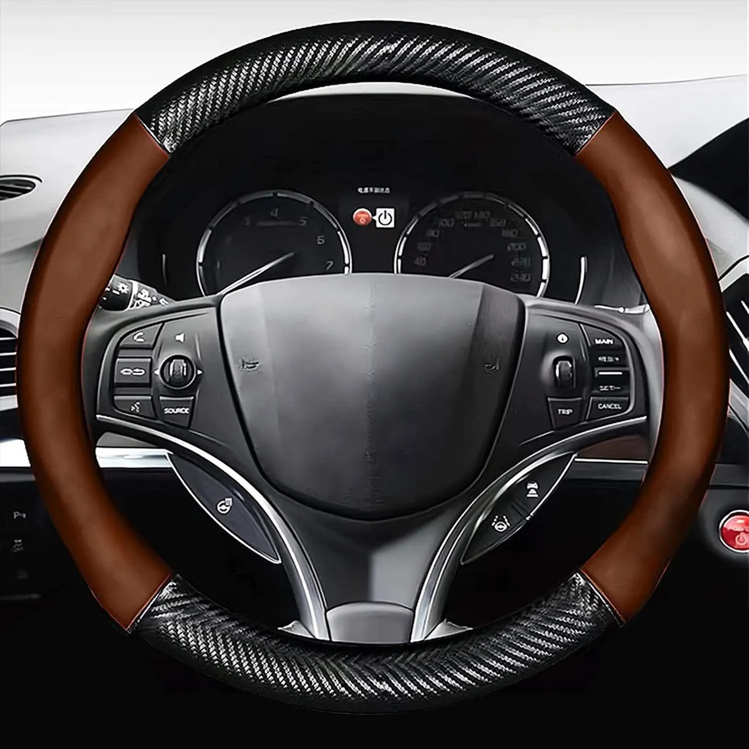 Custom  Car Steering Wheel Cover, Custom Fit For Your Cars, Leather Nonslip 3D Carbon Fiber Texture Sport Style Wheel Cover for Women, Interior Modification for All Car Accessories JG18992