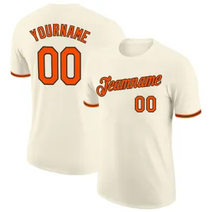 Custom Cream Orange-Black Performance T-Shirt