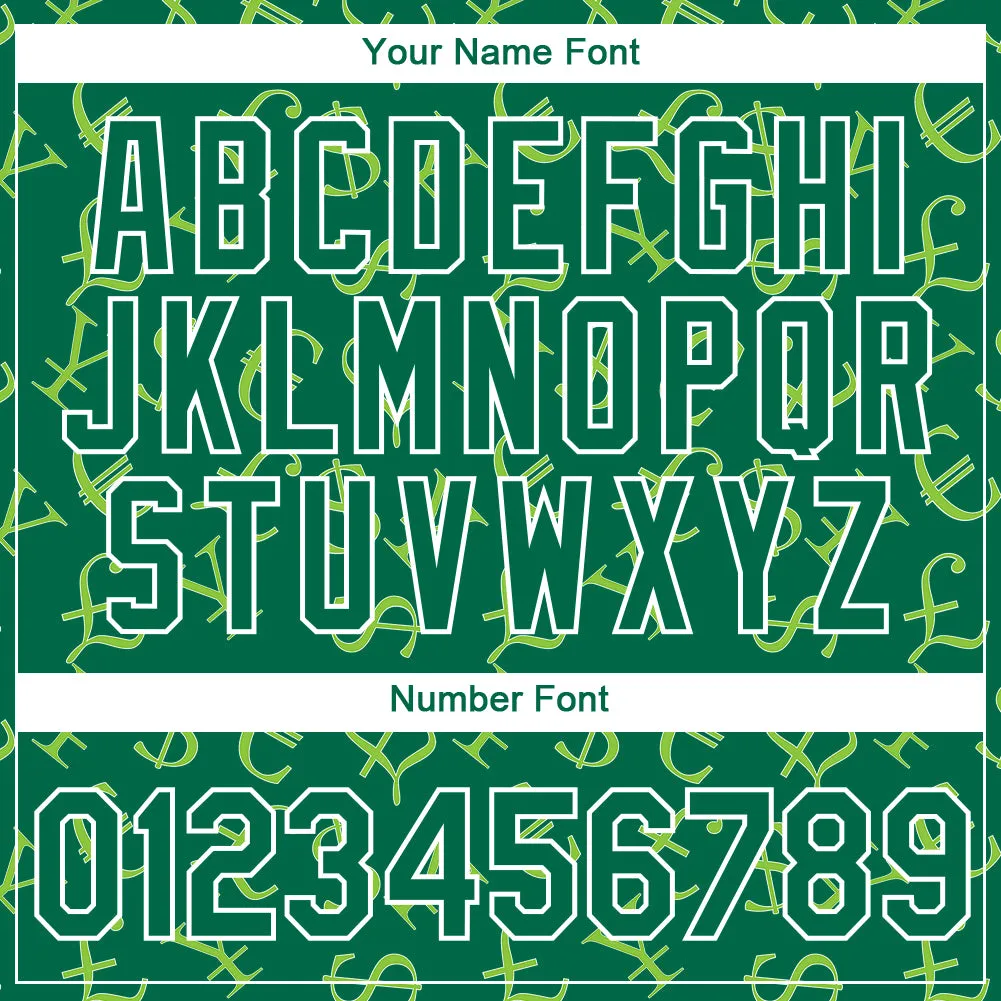 Custom Kelly Green White 3D Pattern Design Money Sign Performance T-Shirt