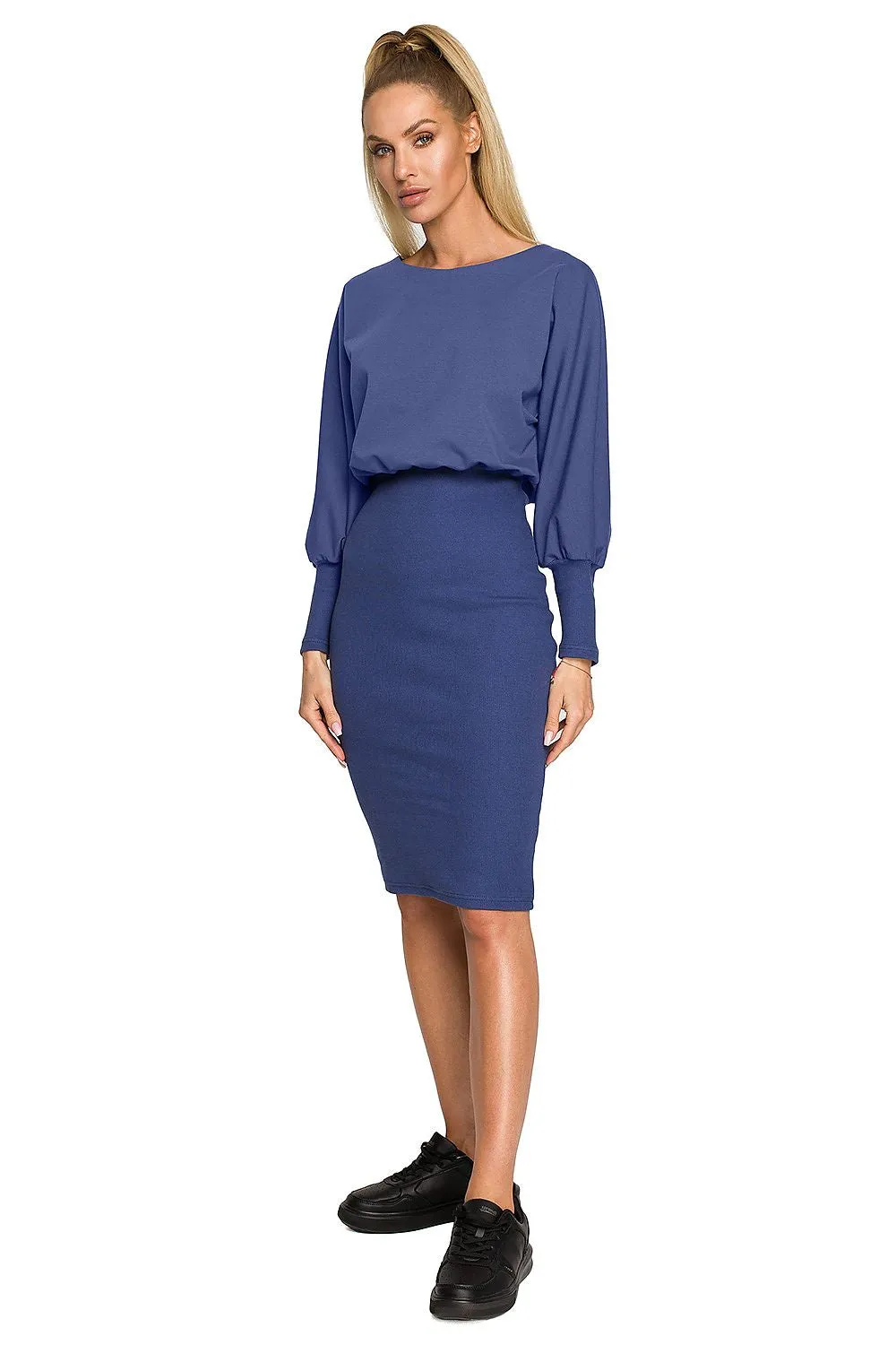 Draped Midi Dress in Knit