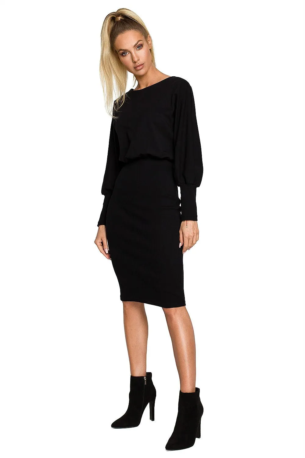 Draped Midi Dress in Knit