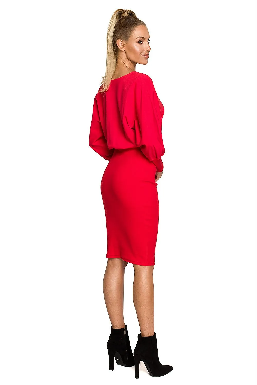 Draped Midi Dress in Knit