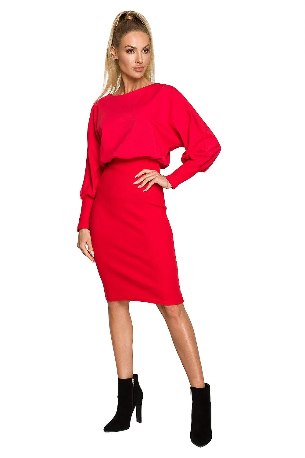 Draped Midi Dress in Knit