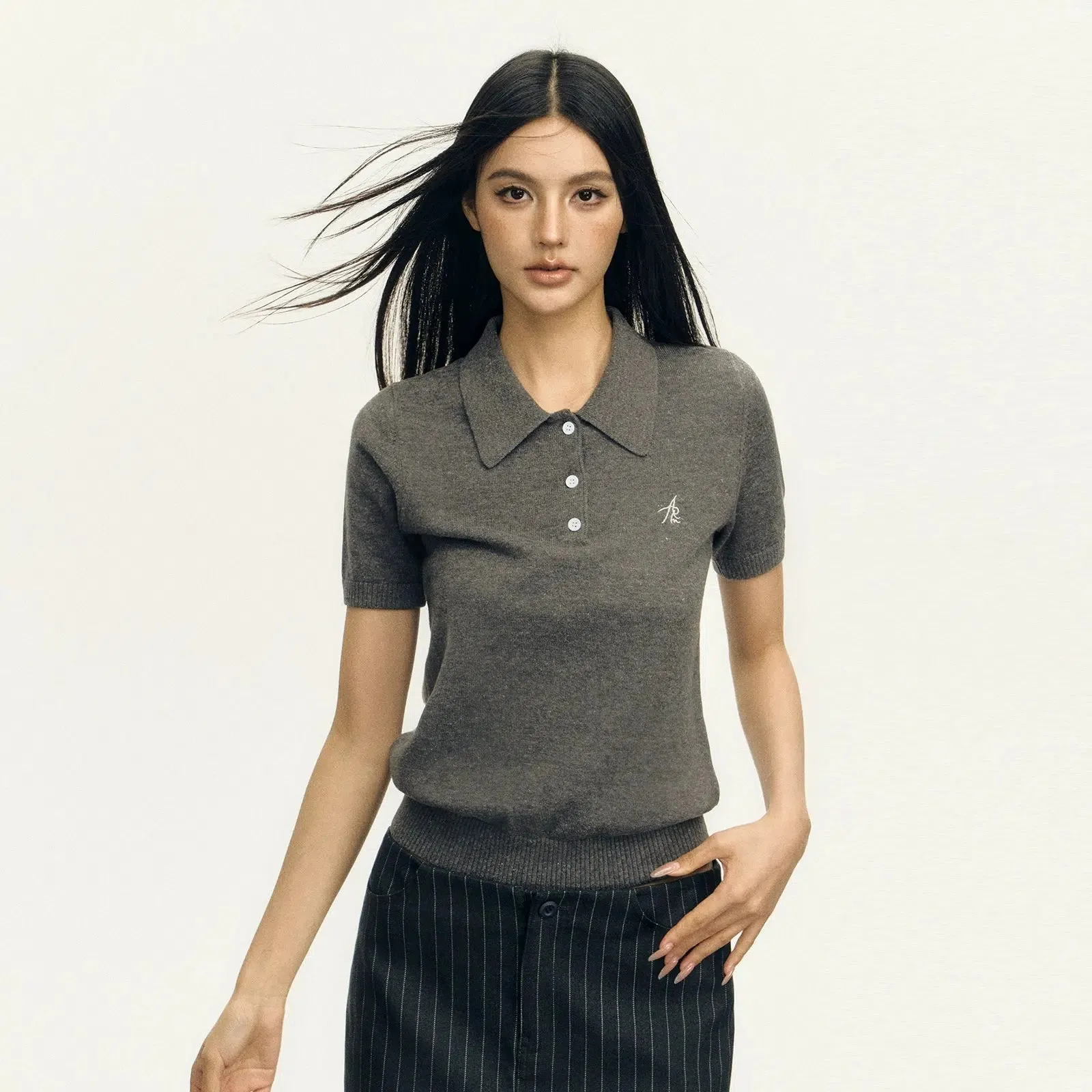 Embroidered Logo Polo Knitwear Top