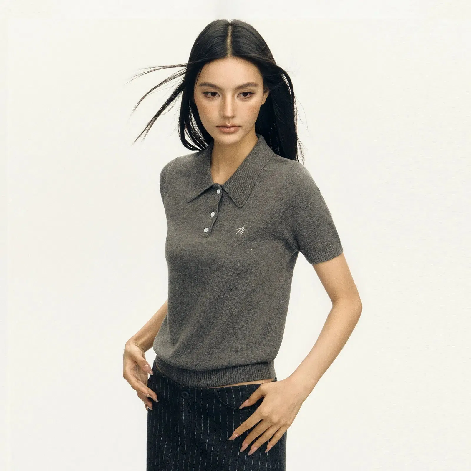 Embroidered Logo Polo Knitwear Top
