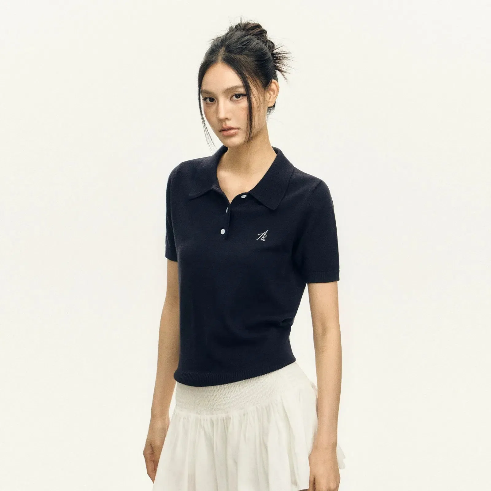 Embroidered Logo Polo Knitwear Top