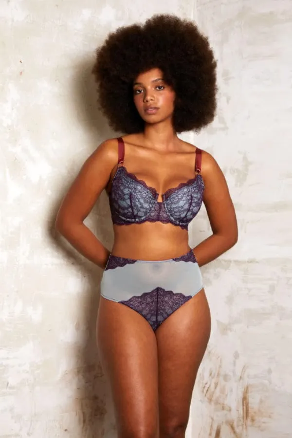 Enid Lace High Waist Knicker- Deep Purple