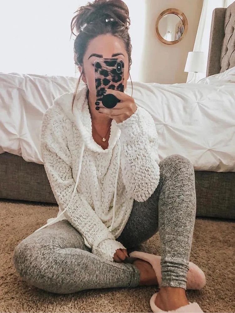 Fashion Women's Hooded Sweater Pullovers Knitwear