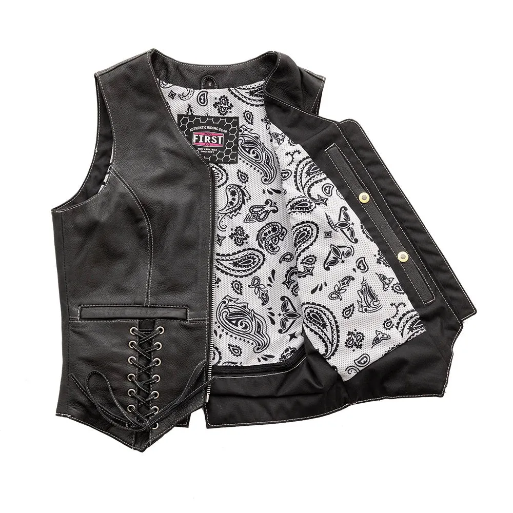 FIL578CDM | Love Lace - Women's Motorcycle Leather Vest