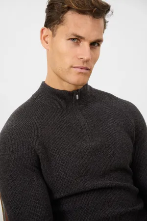 Fisherman Textured Half Zip Neck in Twisted Dark Grey
