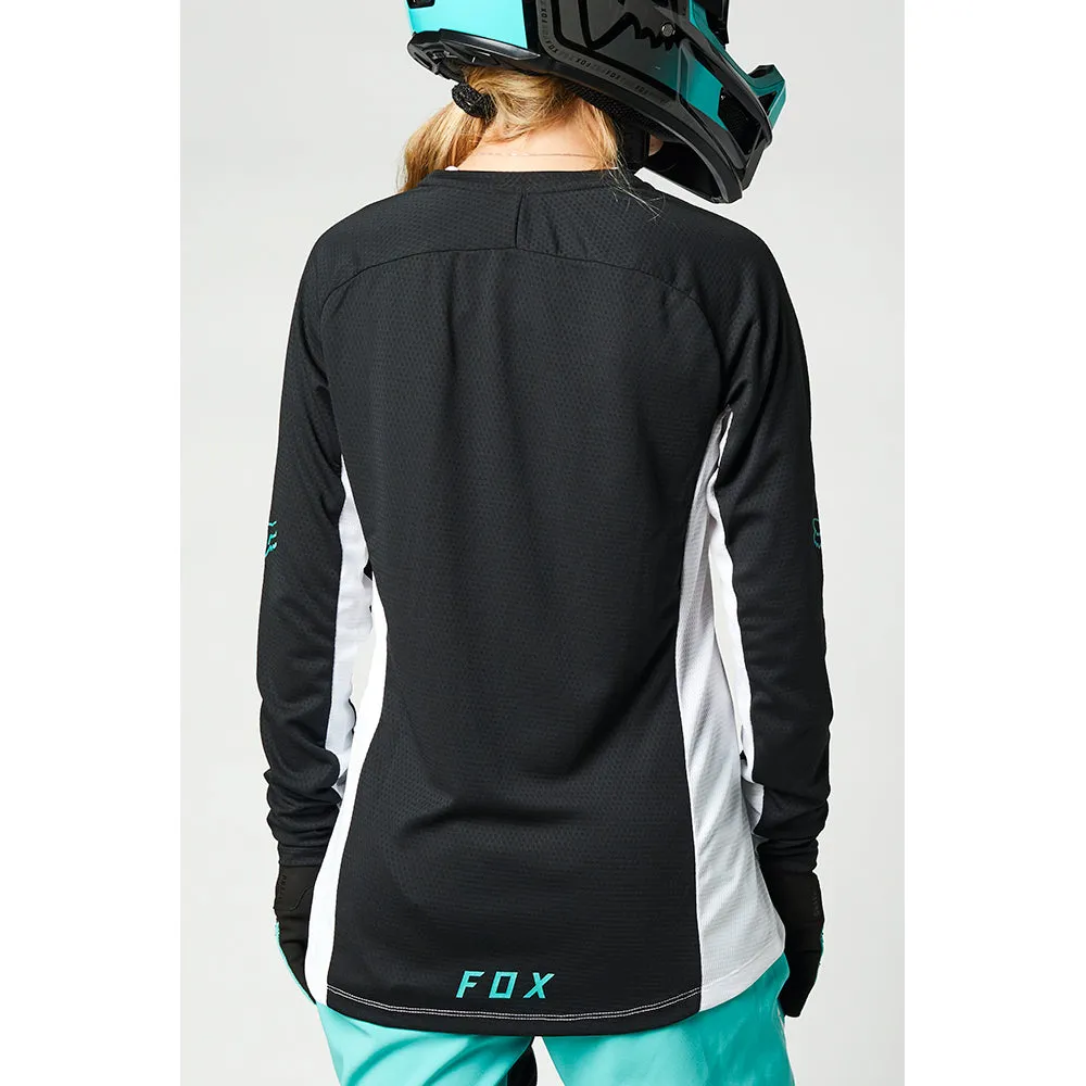 Fox Womens Defend Ls Jersey - White/Black