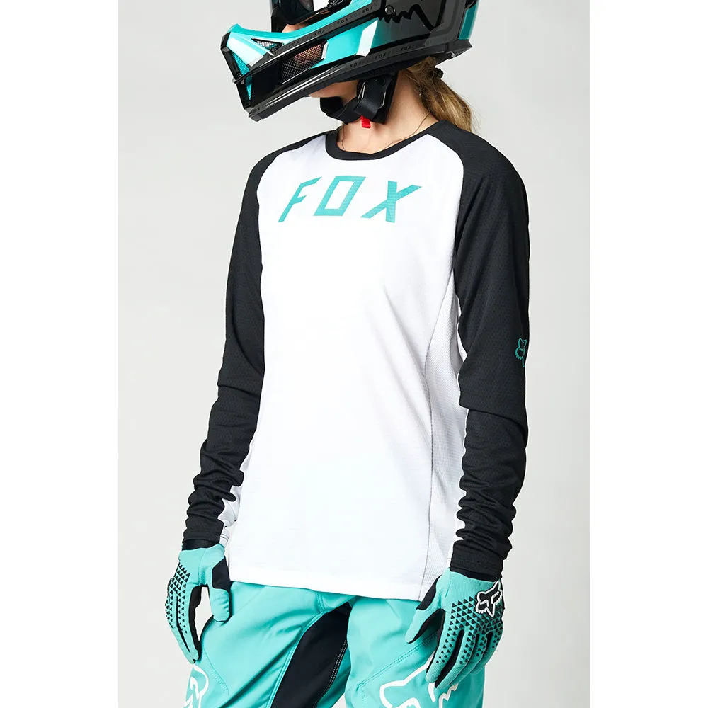 Fox Womens Defend Ls Jersey - White/Black