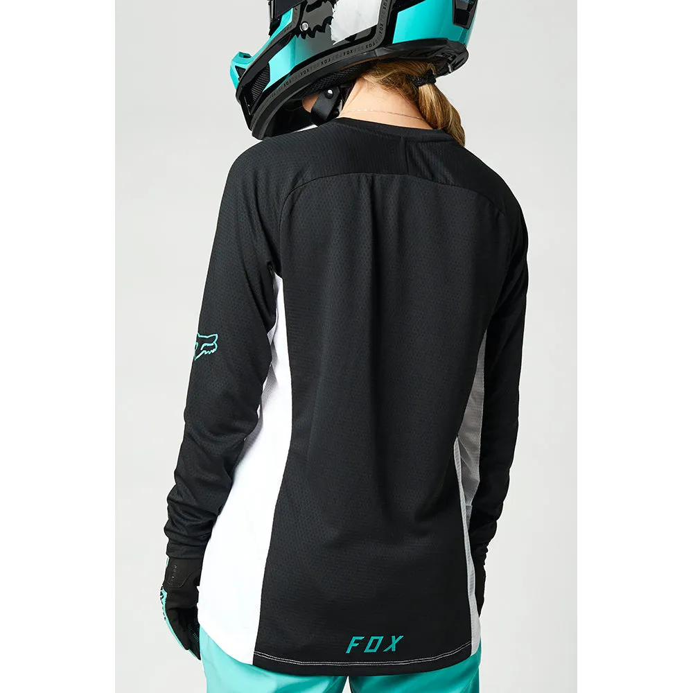 Fox Womens Defend Ls Jersey - White/Black