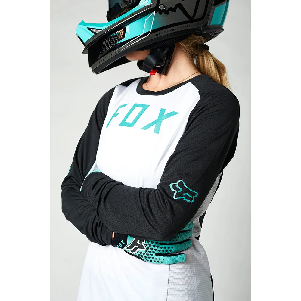 Fox Womens Defend Ls Jersey - White/Black