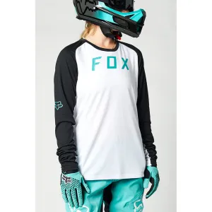 Fox Womens Defend Ls Jersey - White/Black