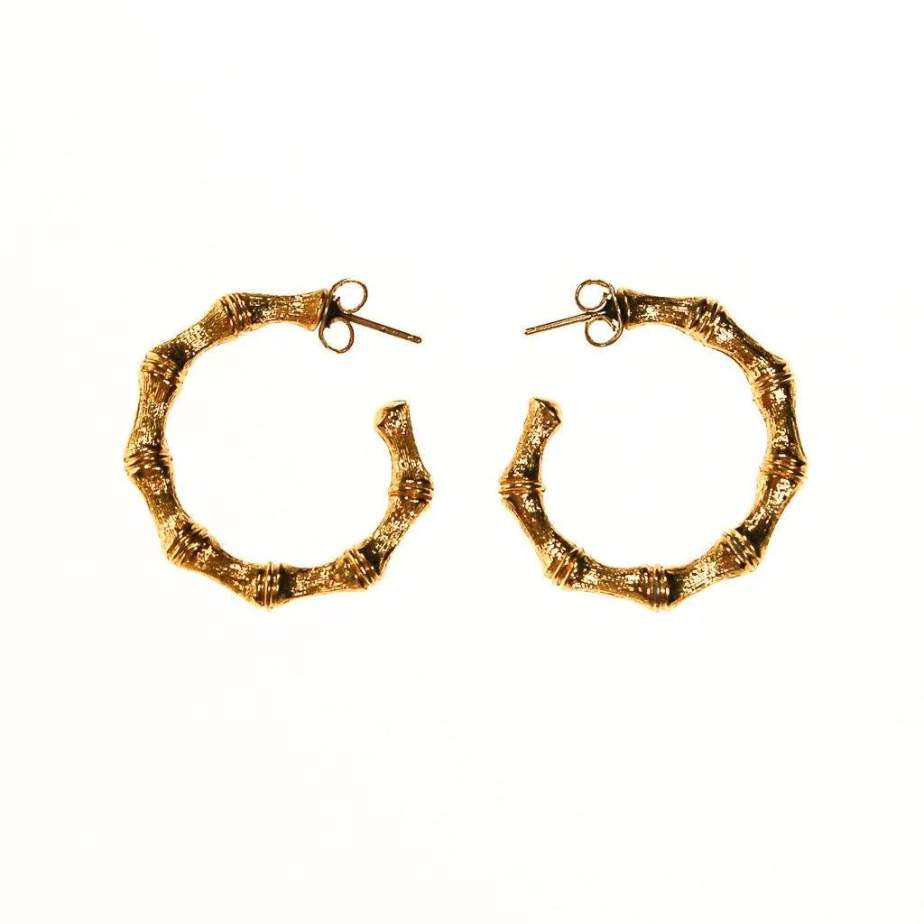 Gold Bamboo Hoop Earrings