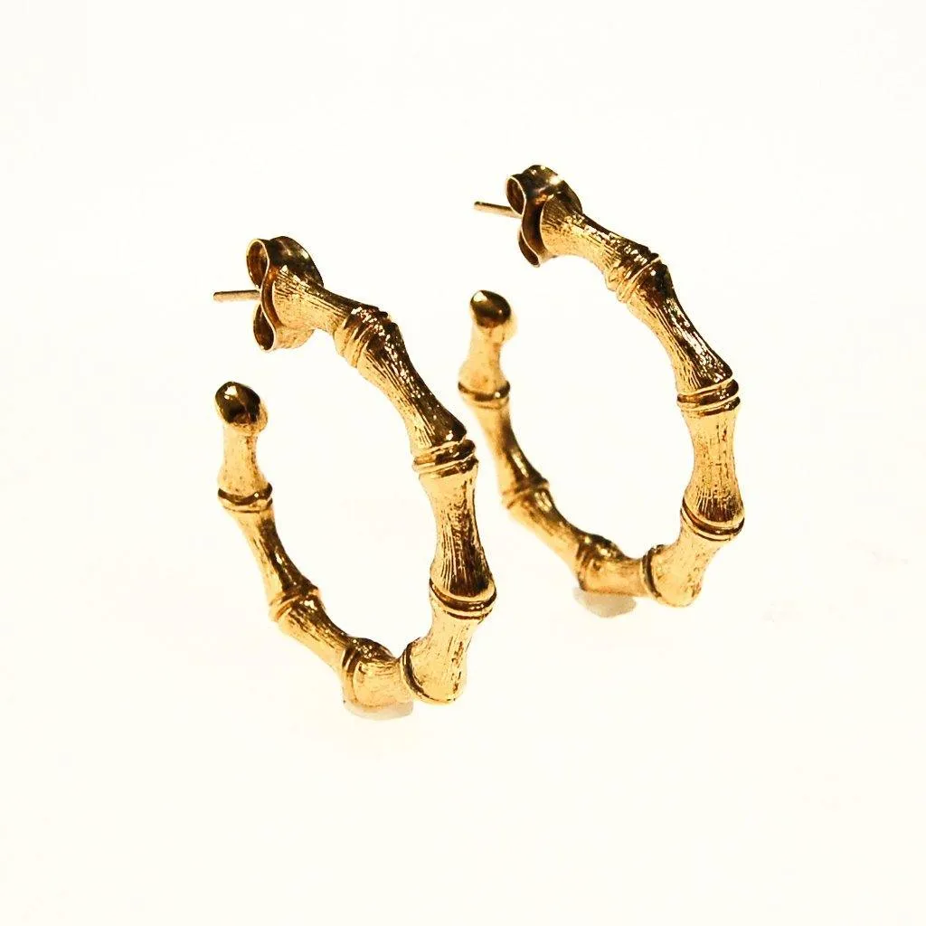 Gold Bamboo Hoop Earrings