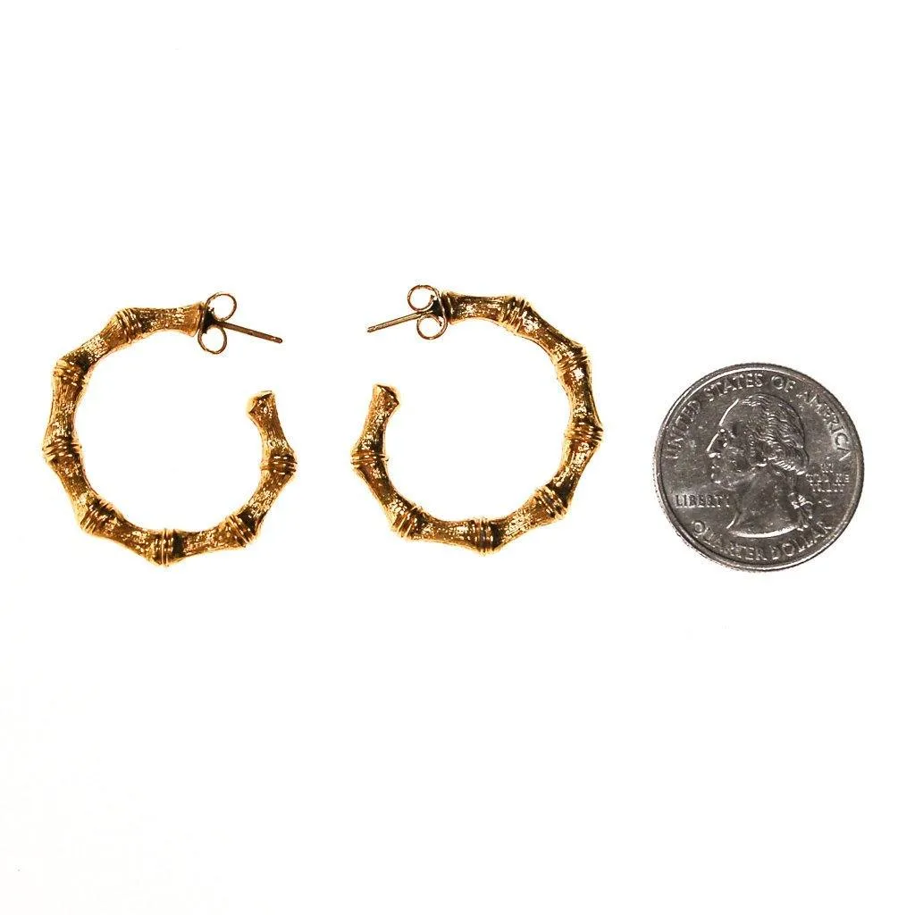 Gold Bamboo Hoop Earrings