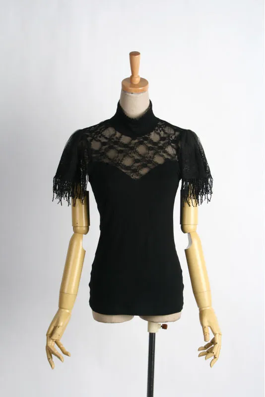 Gothic Punk Women's Shirt with Lace and Net