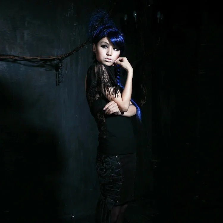 Gothic Punk Women's Shirt with Lace and Net