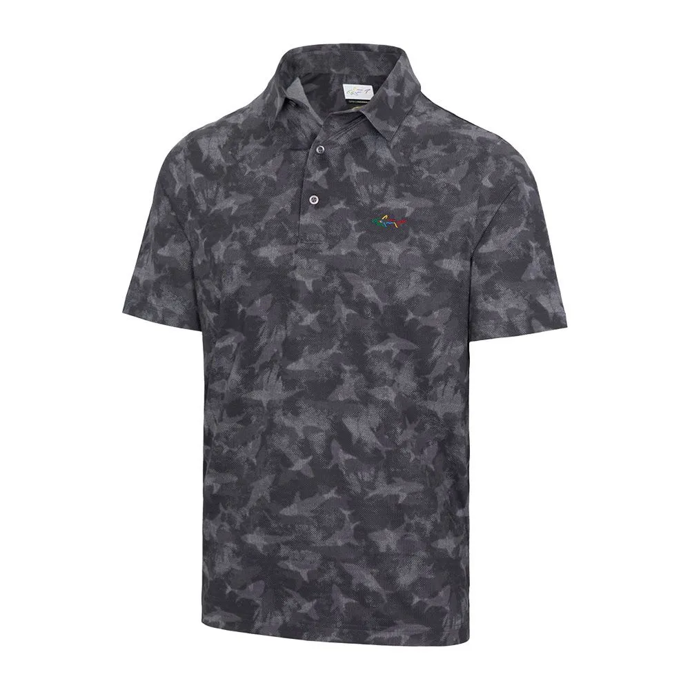 Greg Norman Ventilated Shark Print Polo - Black/White