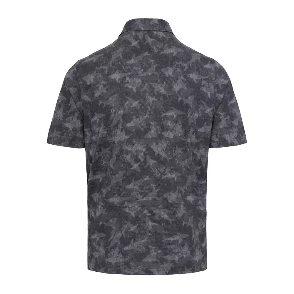 Greg Norman Ventilated Shark Print Polo - Black/White