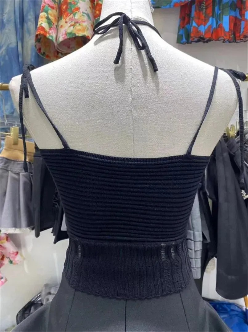 Hollowed out Lace Up Tank Tops