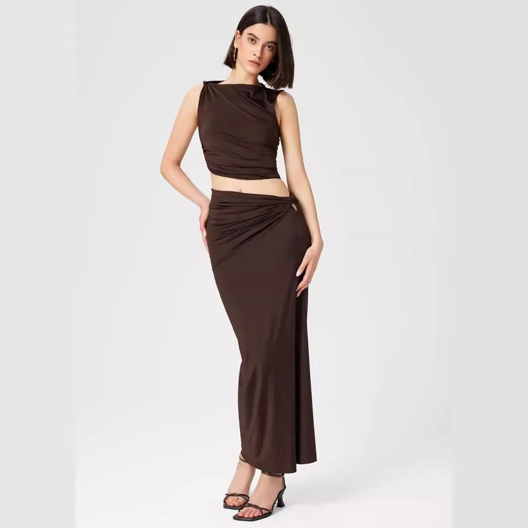 JazzHer going out outfits 2024 Spring and Summer New Solid Color Slim Fit Comfortable Fashion Women's Skirt Suit Women's Knitwear