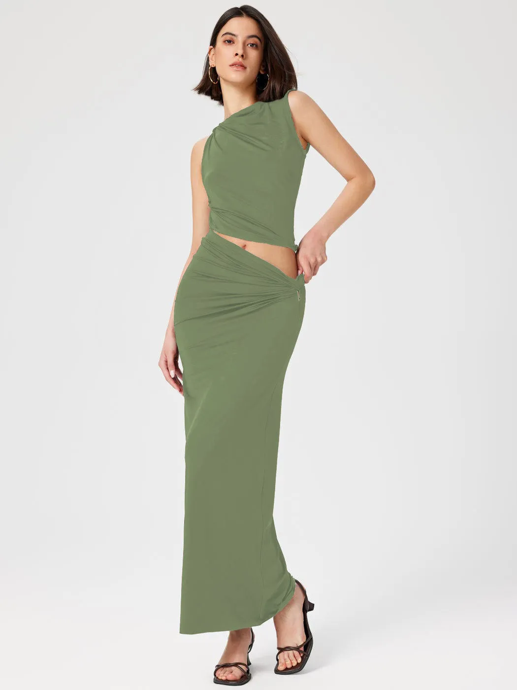 JazzHer going out outfits 2024 Spring and Summer New Solid Color Slim Fit Comfortable Fashion Women's Skirt Suit Women's Knitwear