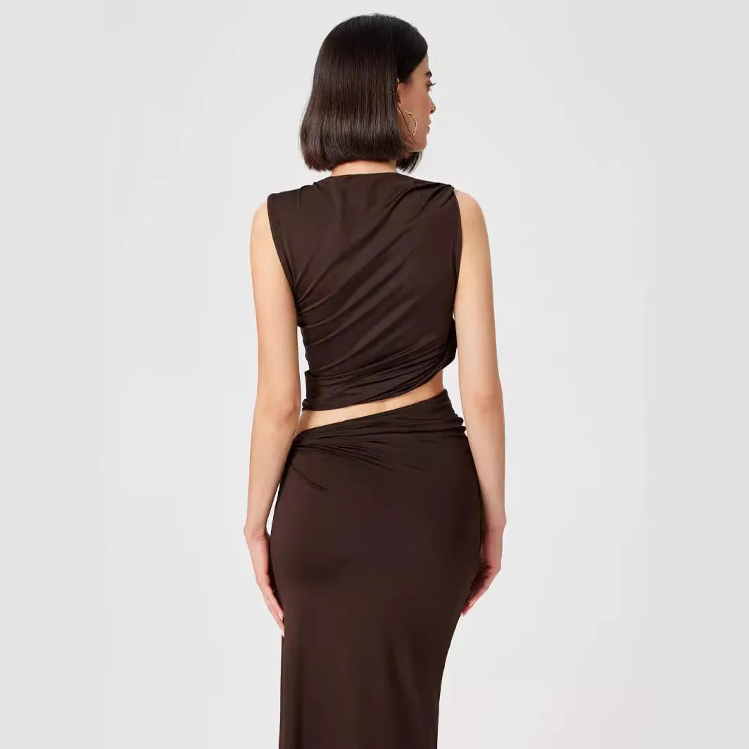 JazzHer going out outfits 2024 Spring and Summer New Solid Color Slim Fit Comfortable Fashion Women's Skirt Suit Women's Knitwear