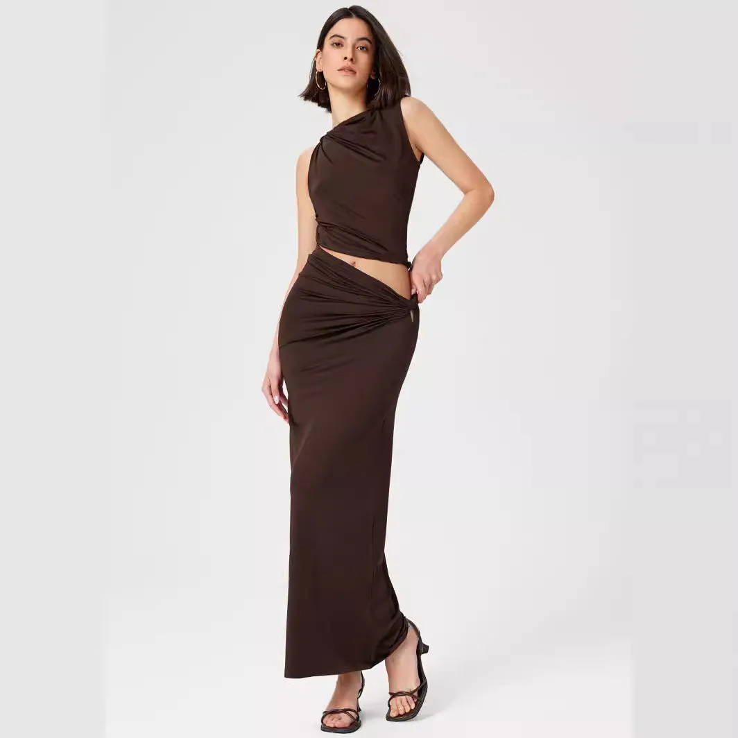JazzHer going out outfits 2024 Spring and Summer New Solid Color Slim Fit Comfortable Fashion Women's Skirt Suit Women's Knitwear