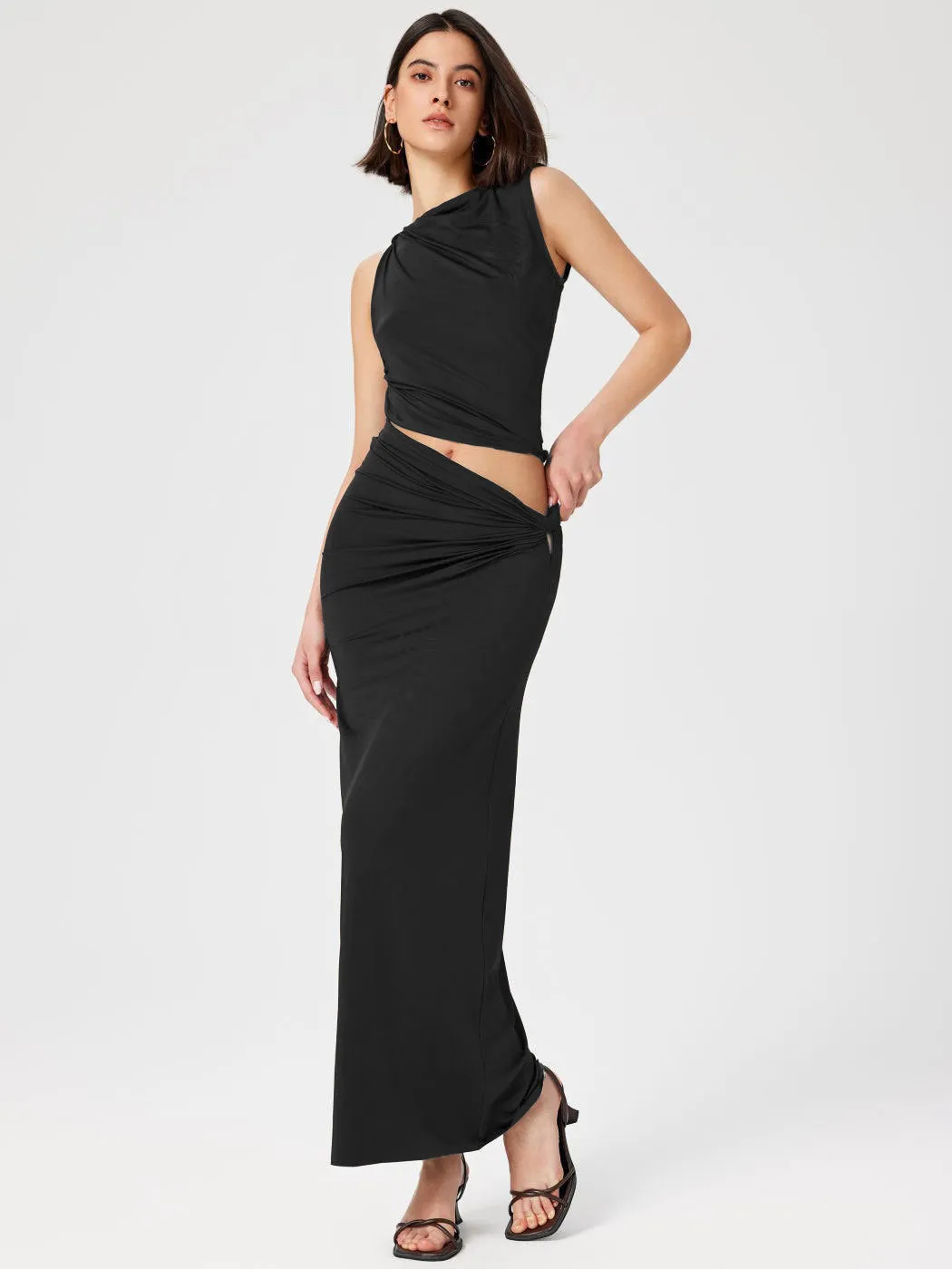 JazzHer going out outfits 2024 Spring and Summer New Solid Color Slim Fit Comfortable Fashion Women's Skirt Suit Women's Knitwear