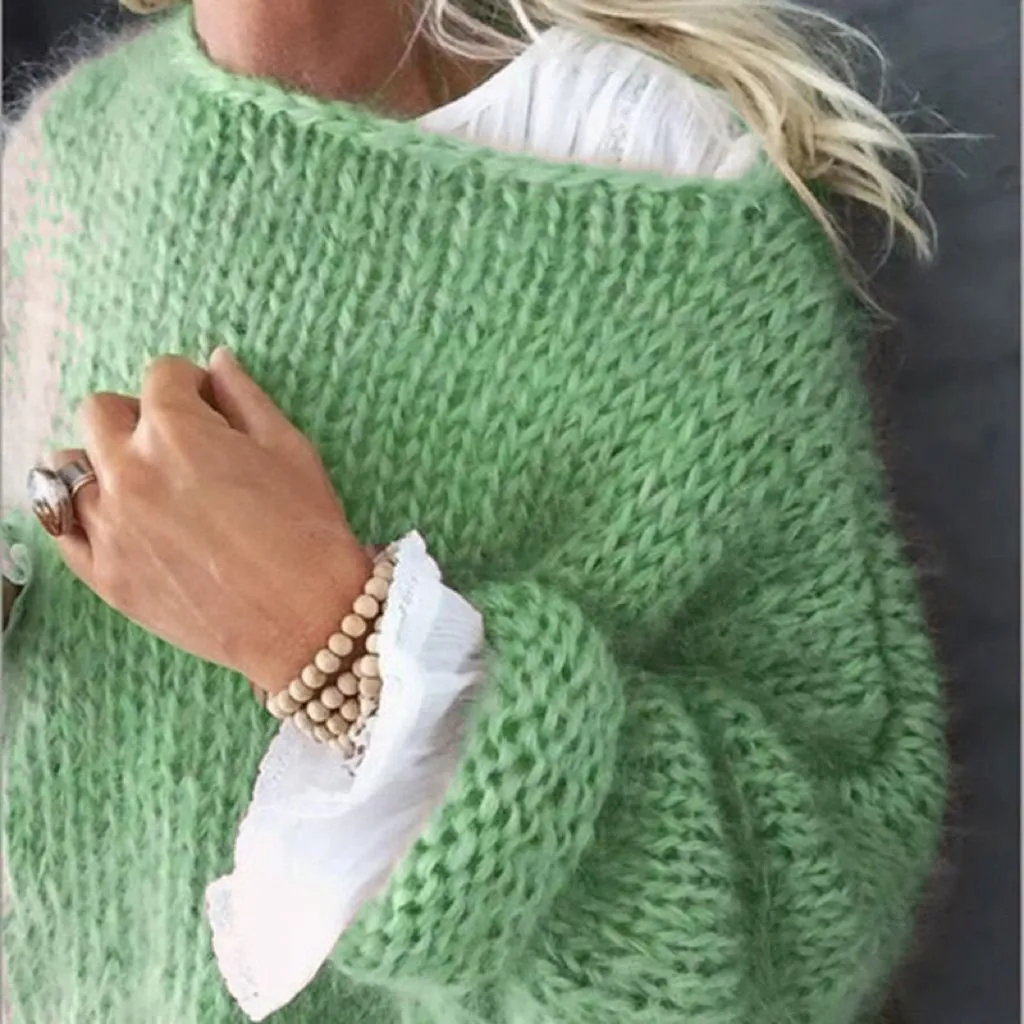 Jazzher sweater 2024 Mohair Sweater Women's Autumn and Winter Knitted Top Fashion Casual Sweater Women's Clothing