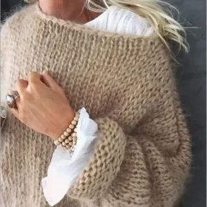 Jazzher sweater 2024 Mohair Sweater Women's Autumn and Winter Knitted Top Fashion Casual Sweater Women's Clothing