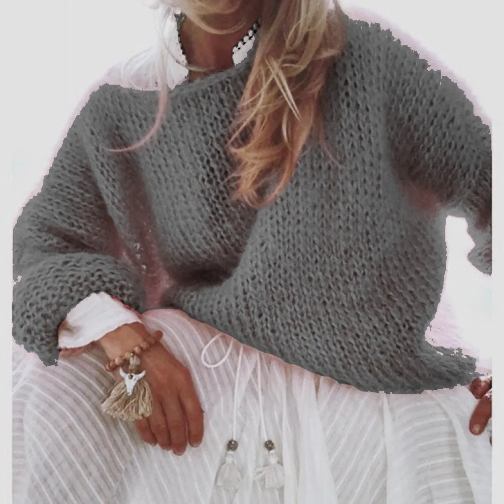Jazzher sweater 2024 Mohair Sweater Women's Autumn and Winter Knitted Top Fashion Casual Sweater Women's Clothing