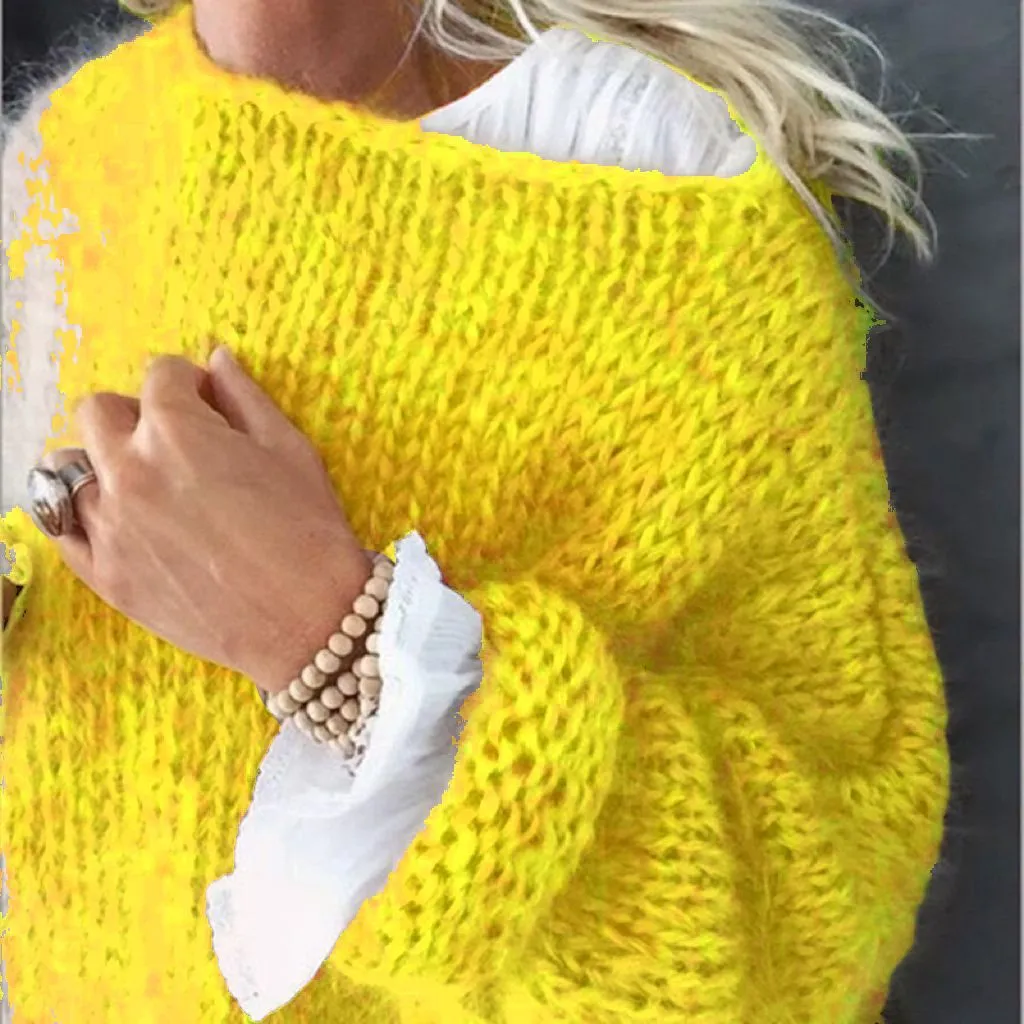 Jazzher sweater 2024 Mohair Sweater Women's Autumn and Winter Knitted Top Fashion Casual Sweater Women's Clothing
