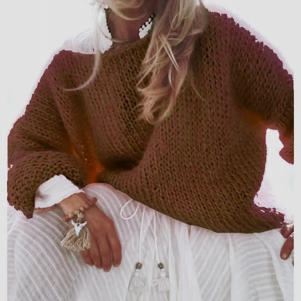 Jazzher sweater 2024 Mohair Sweater Women's Autumn and Winter Knitted Top Fashion Casual Sweater Women's Clothing