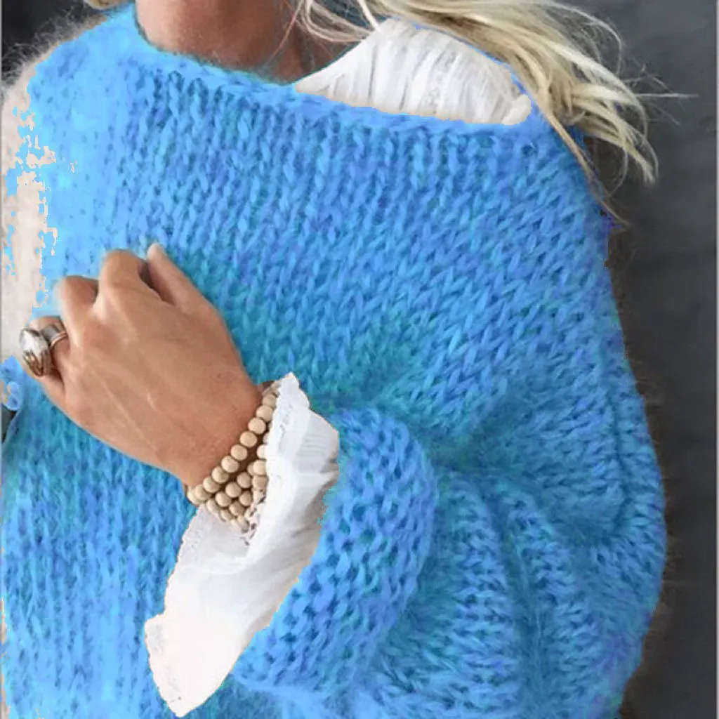 Jazzher sweater 2024 Mohair Sweater Women's Autumn and Winter Knitted Top Fashion Casual Sweater Women's Clothing