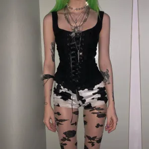 JazzHer Women's gothic directional design new solid color bust cup lace dark pattern vintage court corset zipper undershirt