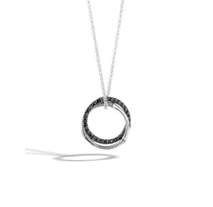 John Hardy Bamboo Silver Lava Medium Interlinking Pendant with Black Sapphire