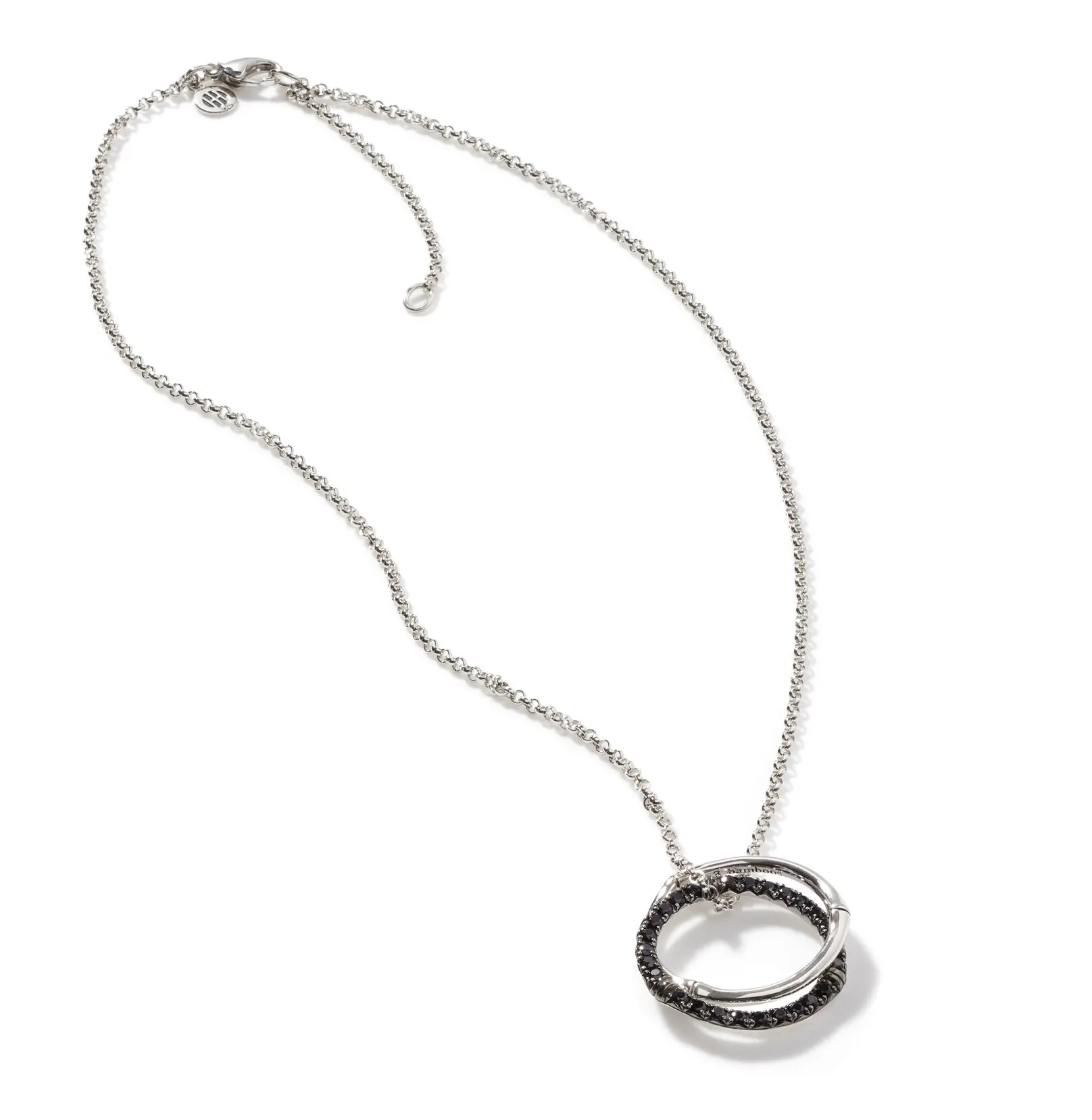 John Hardy Bamboo Silver Lava Medium Interlinking Pendant with Black Sapphire