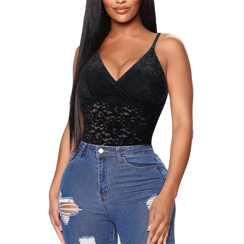 Junlan Women V-Neck Camisole Sexy Lace Shapewear
