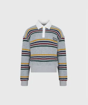 KANDINI Striped Collar Knit - Gray