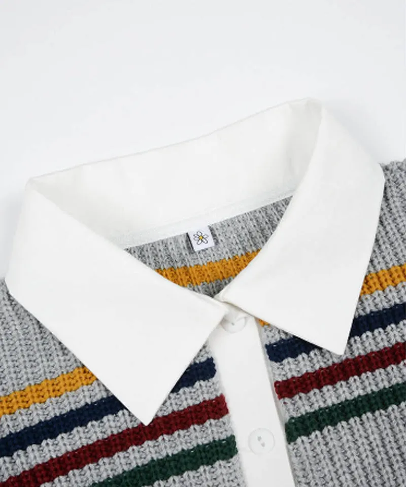 KANDINI Striped Collar Knit - Gray