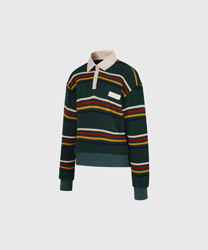 KANDINI Striped Collar Knit - Green
