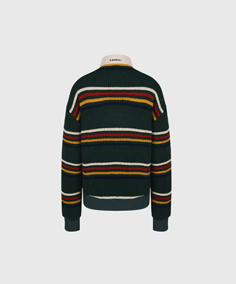 KANDINI Striped Collar Knit - Green